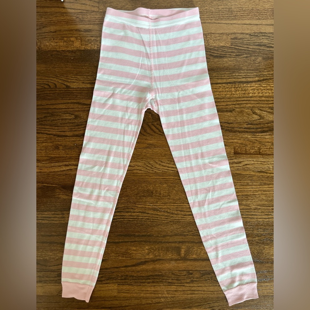 Hanna Andersson Pink White Long Sleeve Pajamas Stripes Cat sz 12 150 cm EUC - Picture 6 of 9